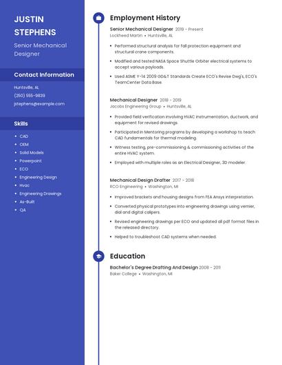 Senior Mechanical Designer Resume