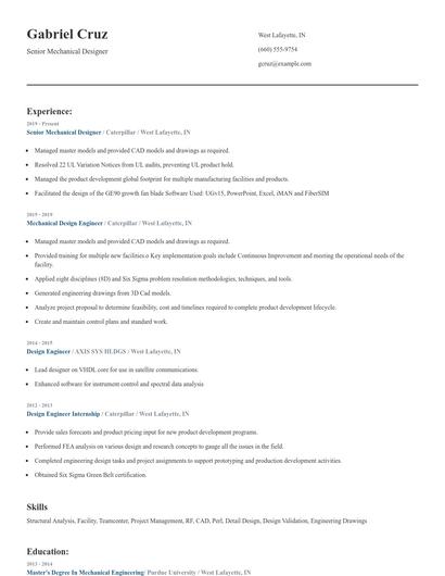 Senior Mechanical Designer Resume