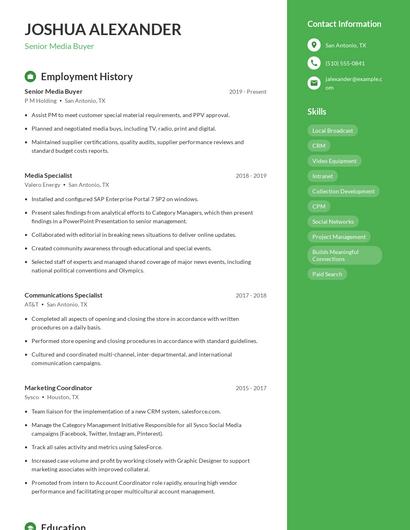 Senior Media Buyer Resume