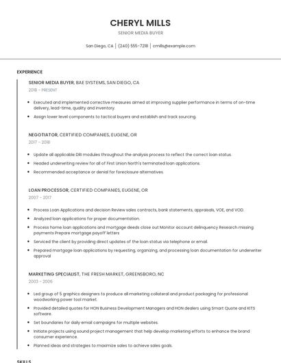 Senior Media Buyer Resume
