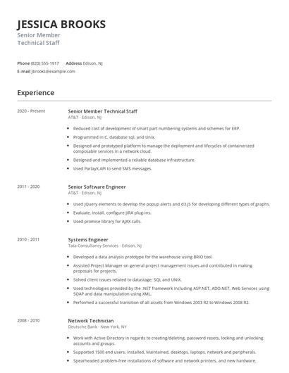 Senior Member Technical Staff Resume