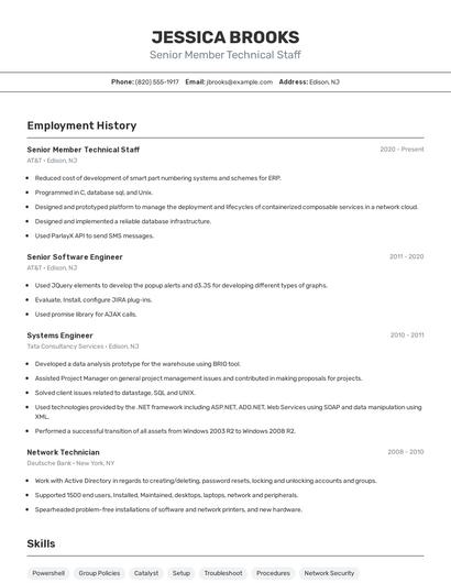 Senior Member Technical Staff Resume