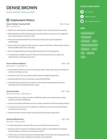 Senior Member Technical Staff Resume