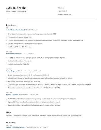 Senior Member Technical Staff Resume