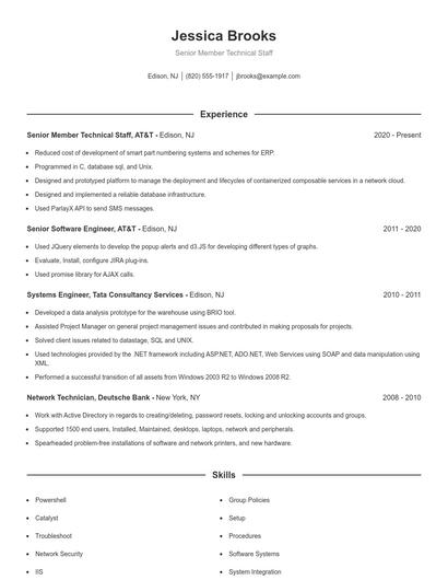 Senior Member Technical Staff Resume