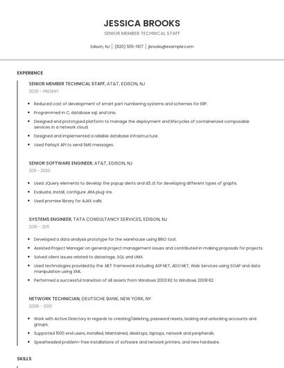 Senior Member Technical Staff Resume