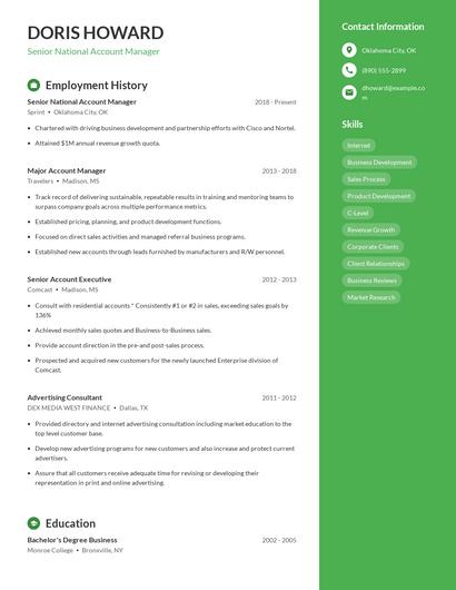 Senior National Account Manager Resume