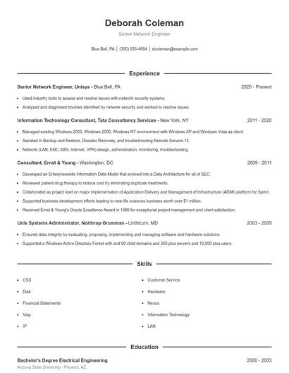 Resume example 1
