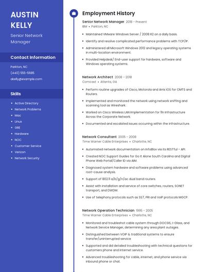Senior Network Manager Resume