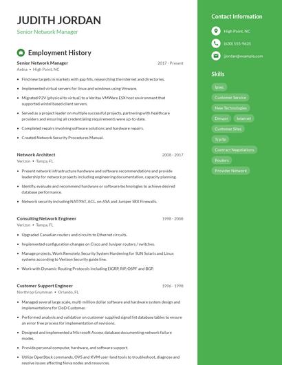 Senior Network Manager Resume