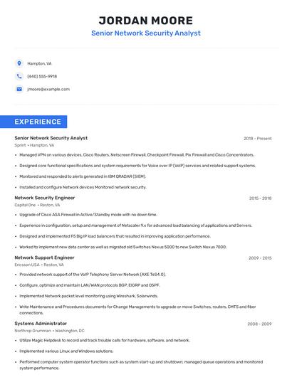 Senior Network Security Analyst Resume
