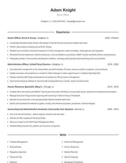 Senior Officer Resume