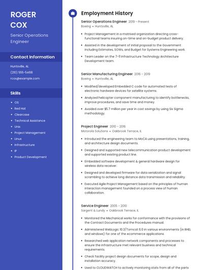 Senior Operations Engineer Resume