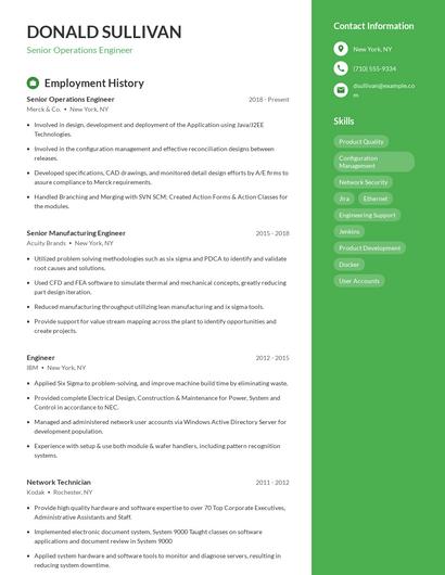 Senior Operations Engineer Resume