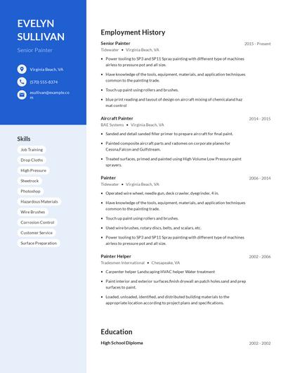 Senior Painter Resume