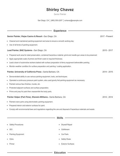Senior Painter Resume
