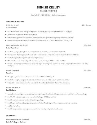 Senior Partner Resume