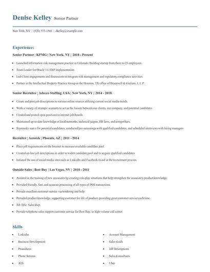 Senior Partner Resume