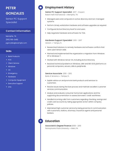 Senior PC Support Specialist Resume