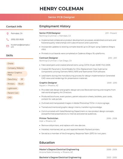 Senior PCB Designer Resume