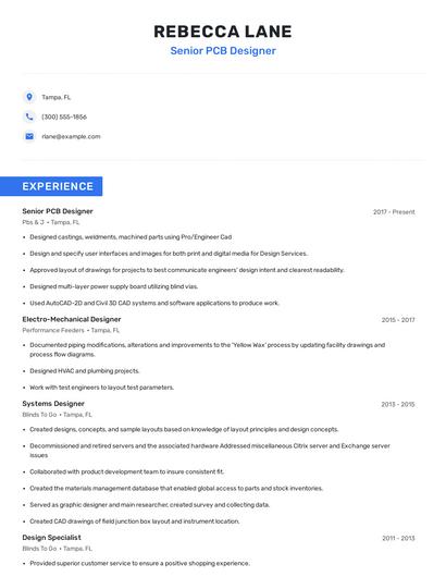 Senior PCB Designer Resume