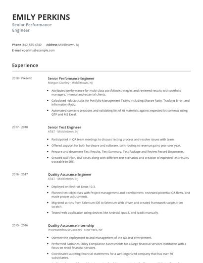 Senior Performance Engineer Resume