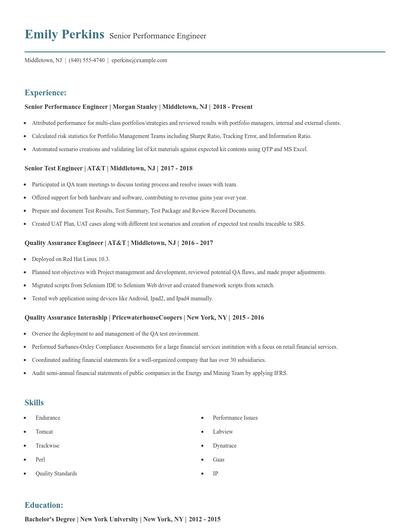 Senior Performance Engineer Resume