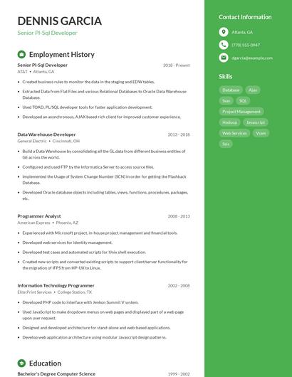 Senior Pl-Sql Developer Resume