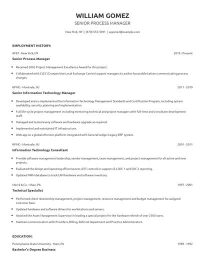 Senior Process Manager Resume