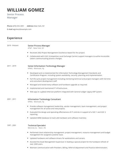 Senior Process Manager Resume