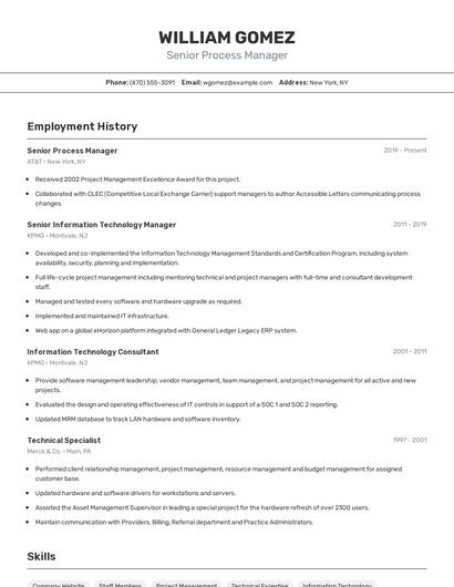 Senior Process Manager Resume