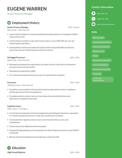 Senior Process Manager Resume