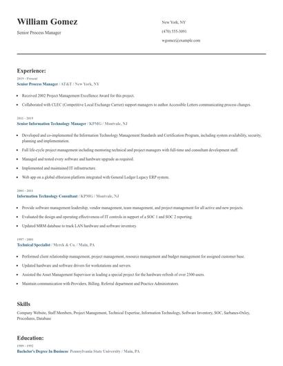 Senior Process Manager Resume
