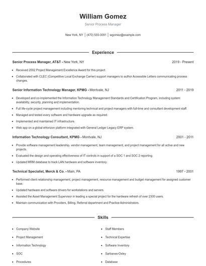 Senior Process Manager Resume