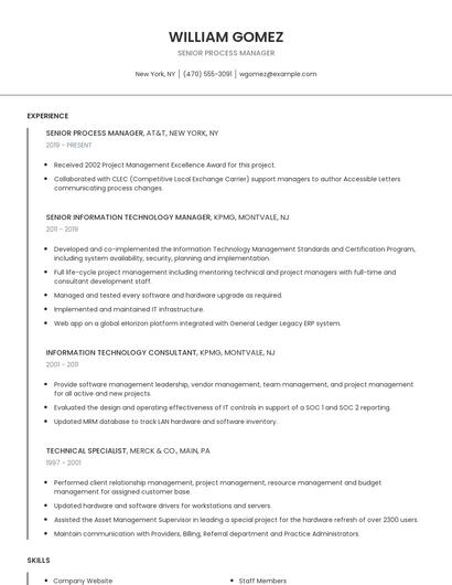 Senior Process Manager Resume
