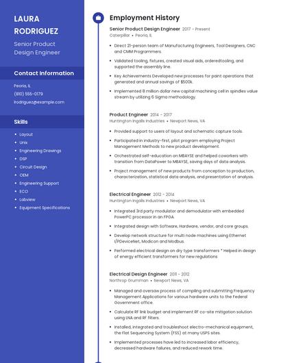 Senior Product Design Engineer Resume