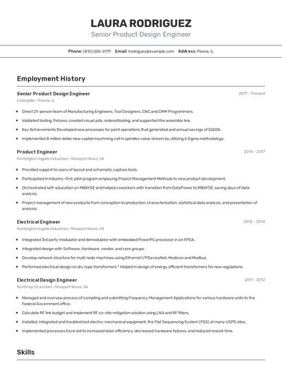 Senior Product Design Engineer Resume