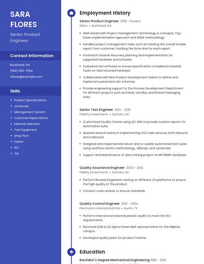 Senior Product Engineer Resume