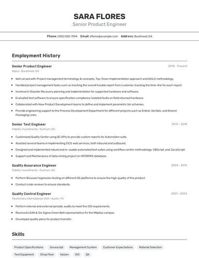 Resume example 2