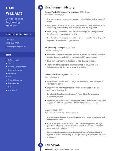Senior Product Engineering Manager Resume