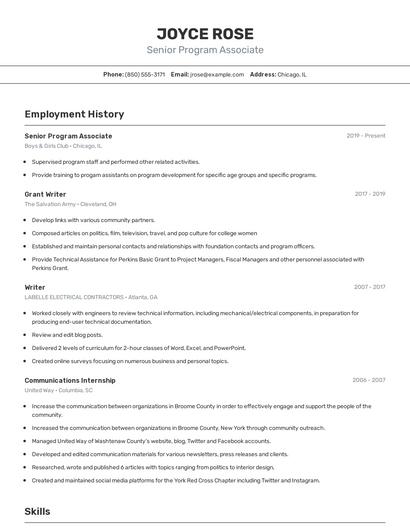 Resume example 2