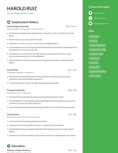 Resume example 5