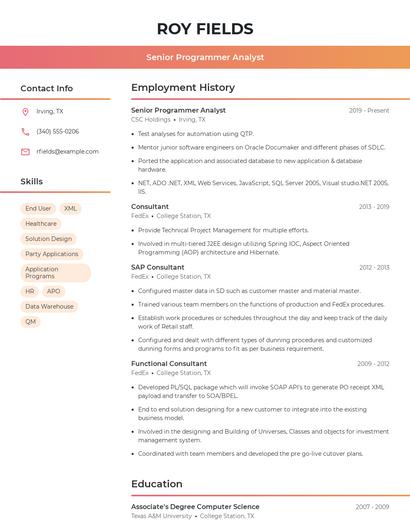 Resume example 3