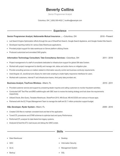Resume example 1
