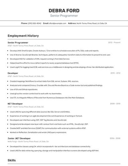Resume example 2