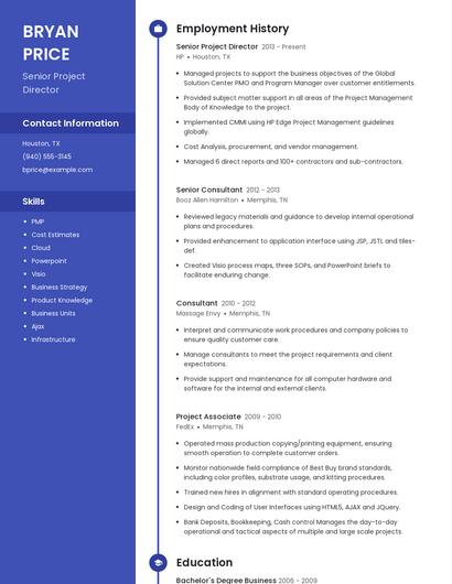 Senior Project Director Resume