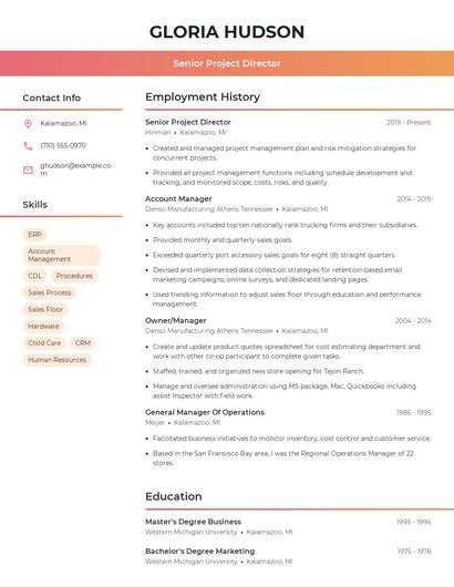 Senior Project Director Resume