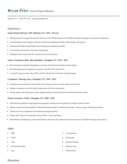 Senior Project Director Resume