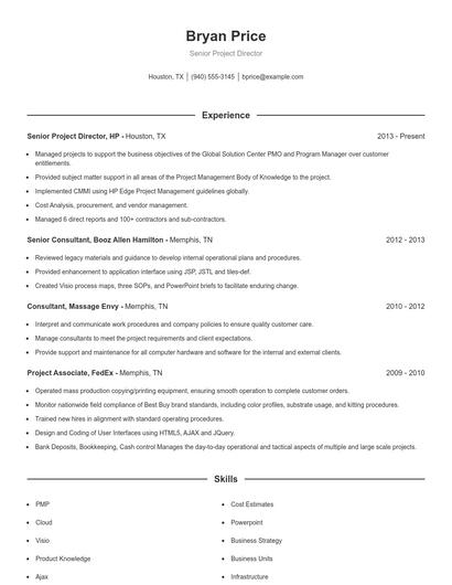 Senior Project Director Resume