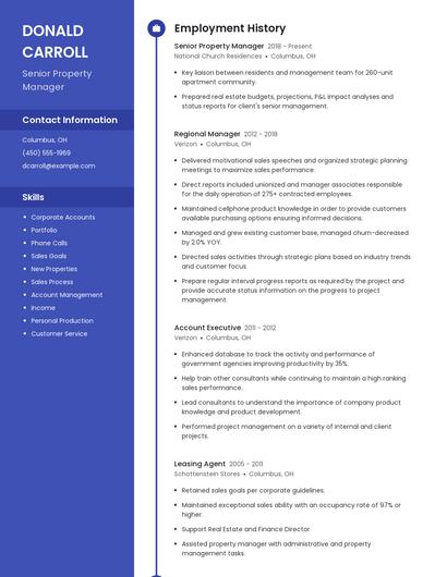 Senior Property Manager Resume